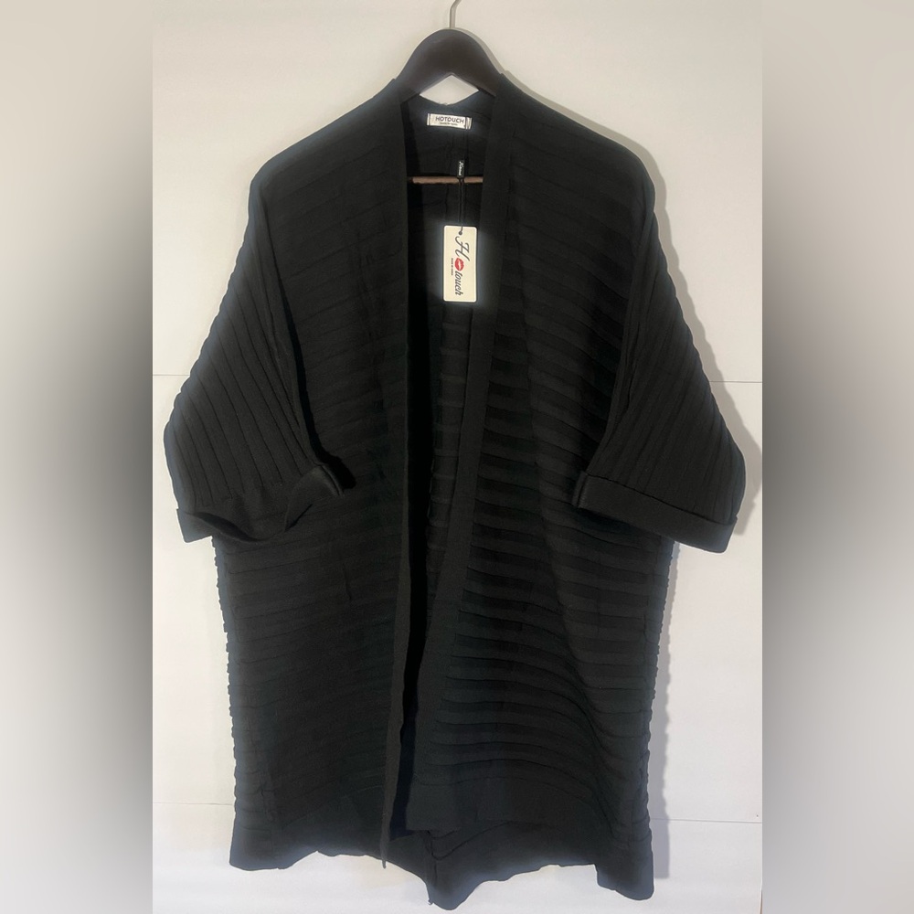 Hotouch Open Front Kimono-style Ripped Pleated Cardigan XL